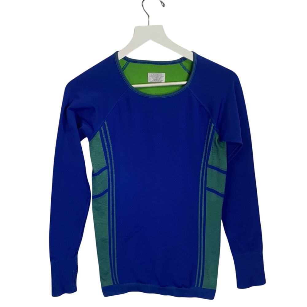Athleta Neothermal Long Sleeve Blue Green Crewneck Layering Top W-036 Sz M